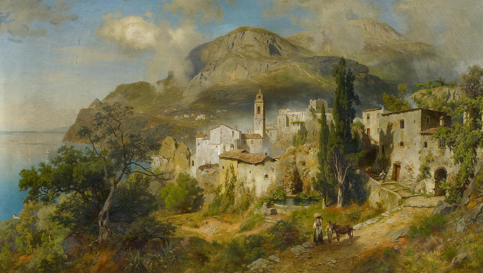 August Wilhelm Leu - Italienische Küstenlandschaft bei Neapel.