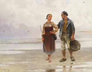 August Wilhelm Nikolaus Hagborg - Reflections On The Beach
