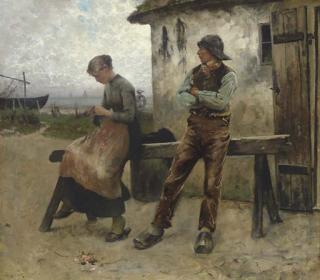 August Wilhelm Nikolaus Hagborg - The Shy Suitor