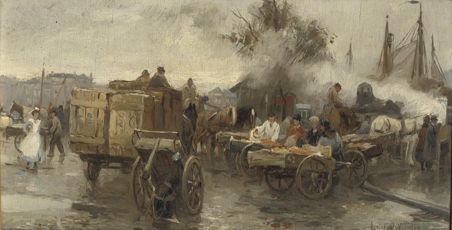 August Willem van Voorden - A Busy Day On The Quay