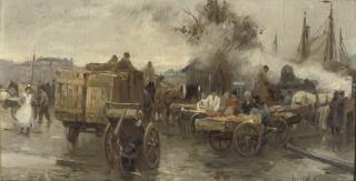August Willem van Voorden - A Busy Day On The Quay
