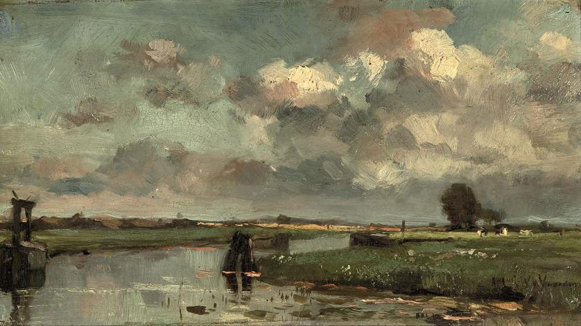 August Willem Van Voorden - A polder landscape in summer