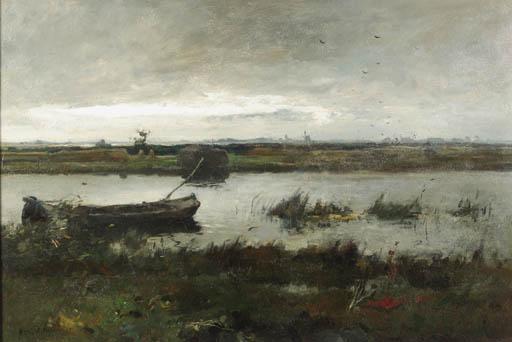 August Willem Van Voorden - A Polder Landscape Near Kortenhoef