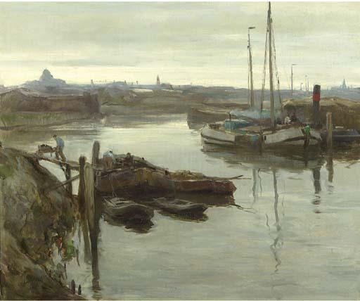 August Willem Van Voorden - The inner harbour of Scheveningen