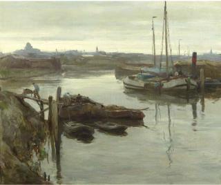 August Willem Van Voorden - The inner harbour of Scheveningen