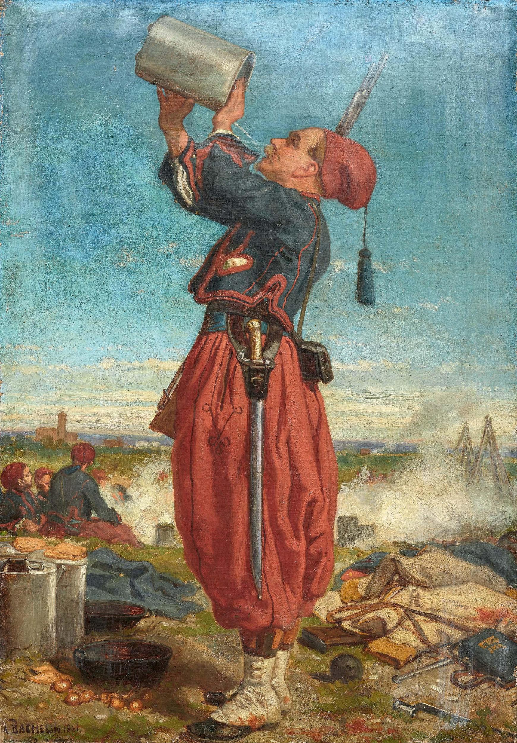 Auguste Bachelin - Trinkender Turko im Lager.