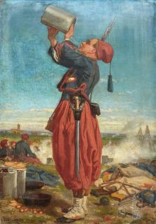 Auguste Bachelin - Trinkender Turko im Lager.