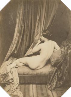 Auguste Belloc - Etude De Nu, 1856Albumen Print, Flush-Mounted To Original Card. Numbered 28 In The Negative At Lower Left. Mounted And Framed.
