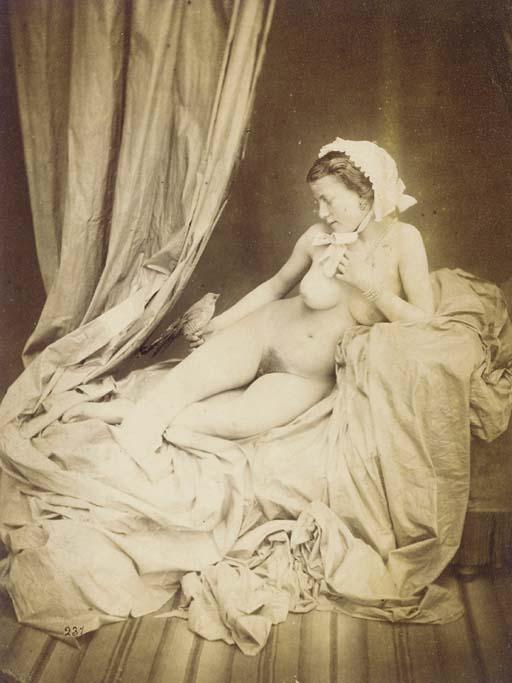 Auguste Belloc - Nu féminin à l\'oiseau