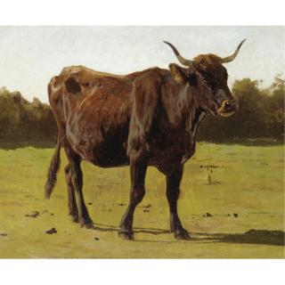 Auguste Bonheur - A Cow Grazing In A Meadow