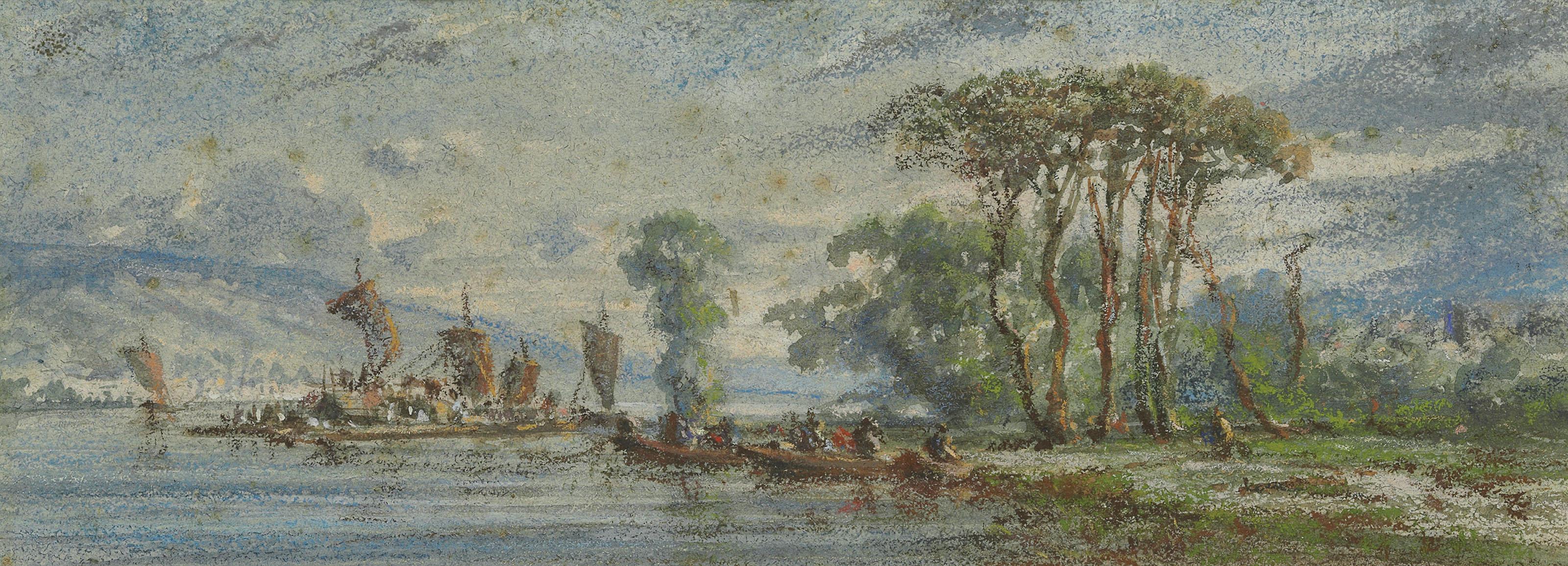 Auguste Borget - Chinese river landscapes – a pair