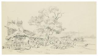 Auguste Borget - Chinese Street Vendors And Fishermen At Macao