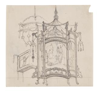 Auguste Borget - Dix-Neuf Croquis Représentant La Vie Quotidienne En Chine : Ouvriers Au Travail, Temples, Personnages En Costume Traditionnel, Détails D’Armes Et Études Architecturales (Dont Quatre Avec Esquisses Au Verso)
