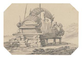 Auguste Borget - Quatre Vues De Chine Dont Temple À Macao