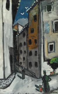 Auguste Chabaud - Un coin de rue dans un village Provençal