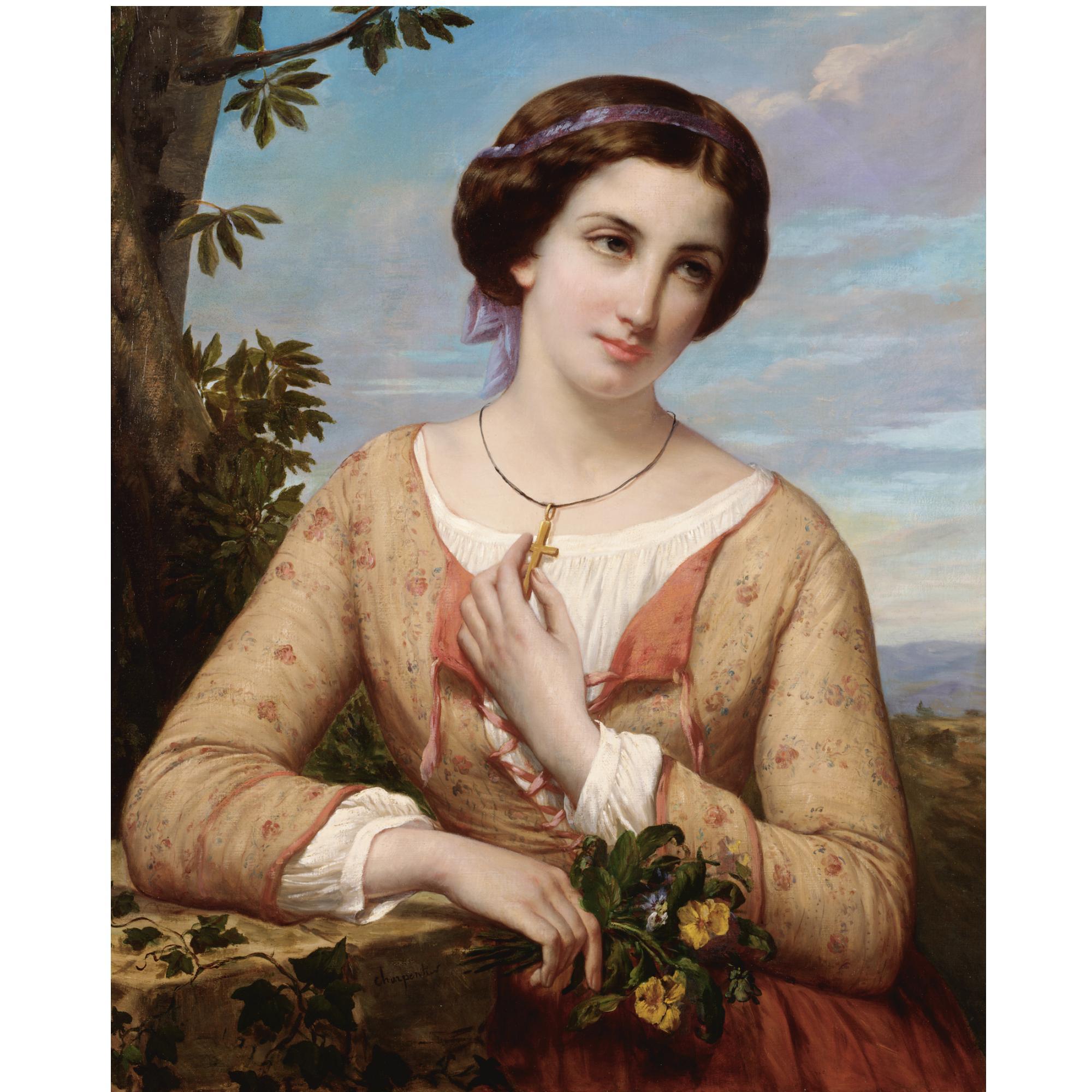 Auguste Charpentier - French A Young Girl With A Cross