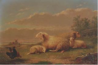Auguste Coomans - Sheep Resting In A Meadow