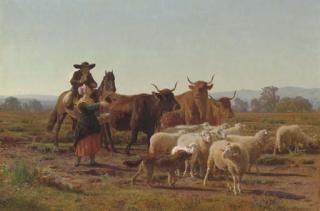 Auguste Francois Bonheur - A Pastoral Scene