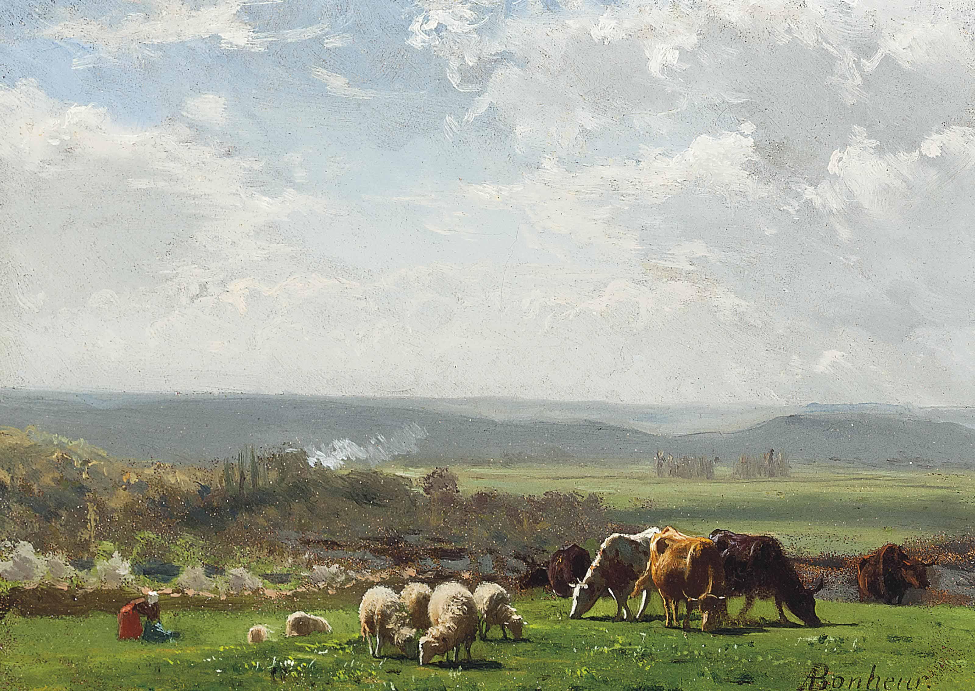 Auguste François Bonheur - Pâturage en Auvergne