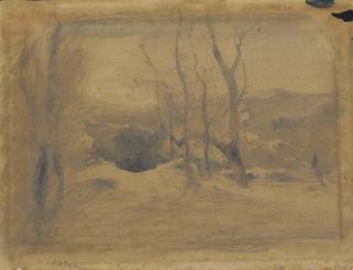 Auguste-François Ravier - Un paysage montagneux avec des arbres