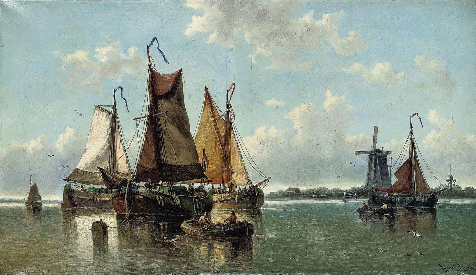 Auguste Henri Musin - Matinée de printemps. Calme sur L\'Escaut occidental