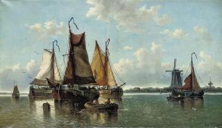 Auguste Henri Musin - Matinée de printemps. Calme sur L\'Escaut occidental