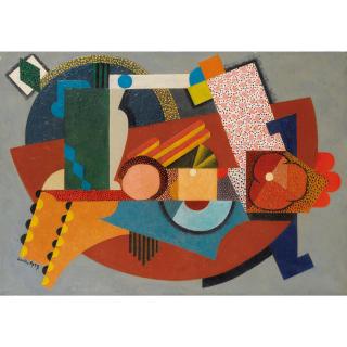 Auguste Herbin - Composition Au Losange Vert Sur Carré Blanc