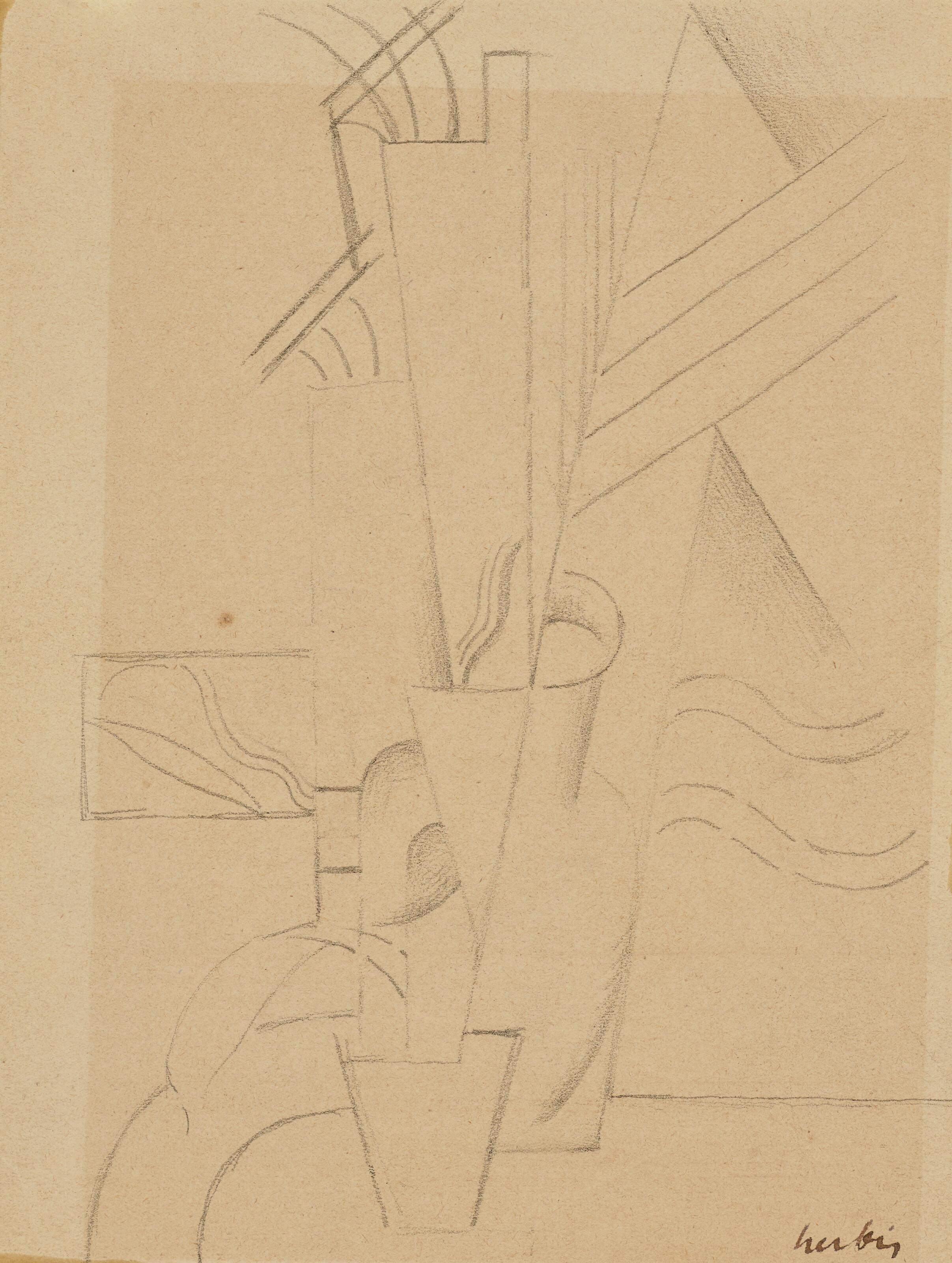 Auguste Herbin - Dessin cubiste (recto; verso)