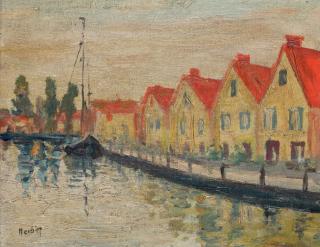 Auguste Herbin - Maisons aux toits rouges, vue du quai à Bruges