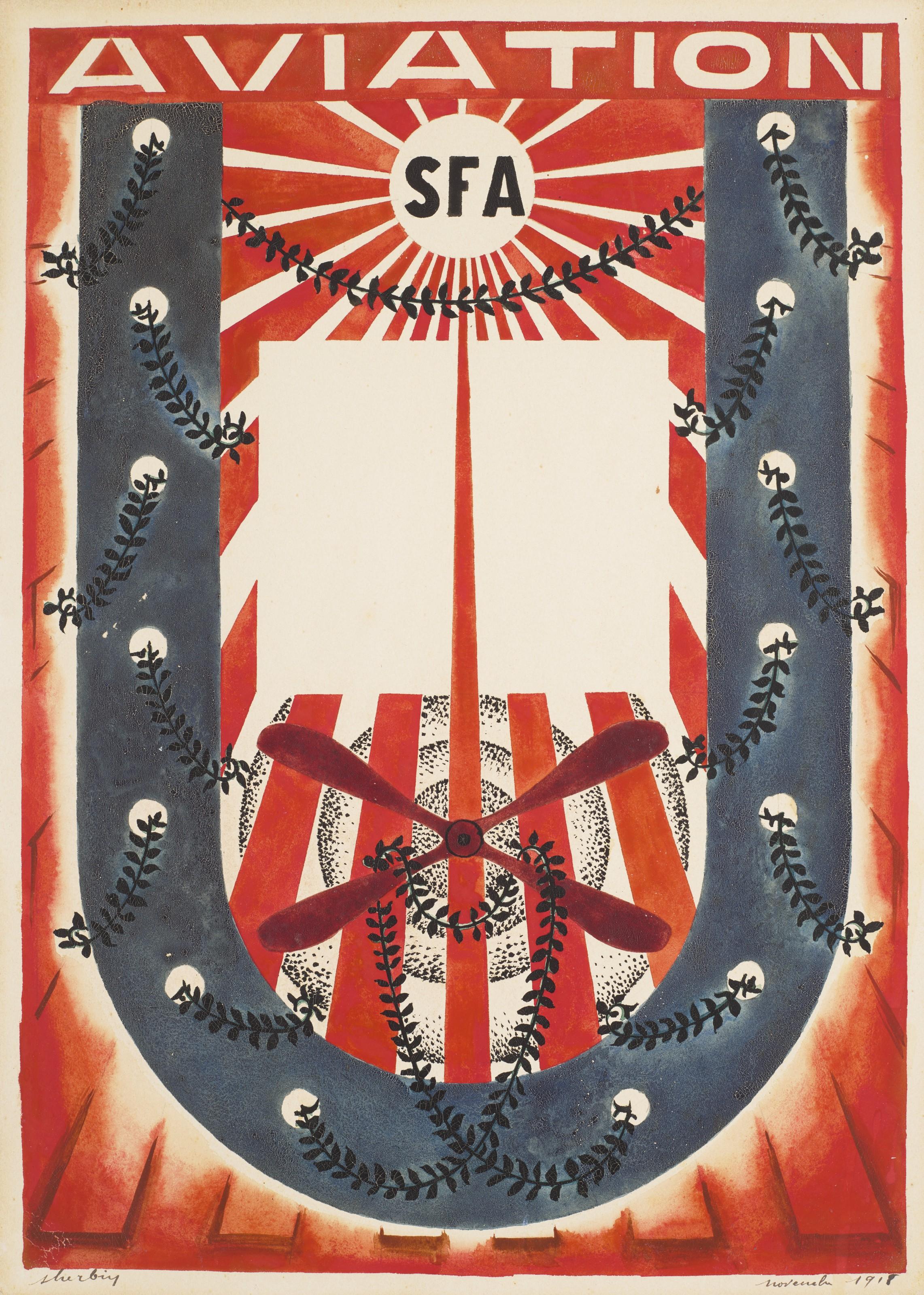 Auguste Herbin - Projet d\'affiche pour Services Fabrications Aviation