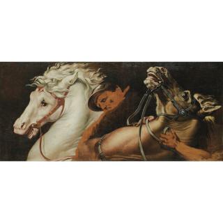 Auguste-Jean-Baptiste Vinchon - Chevaux Effrayés, Détail De La Bataille De Constantin D\'Après Raphael.  Auguste-Jean-Baptiste Vinchon ; Scared Horses, After Raffaello ; Oil On Canvas