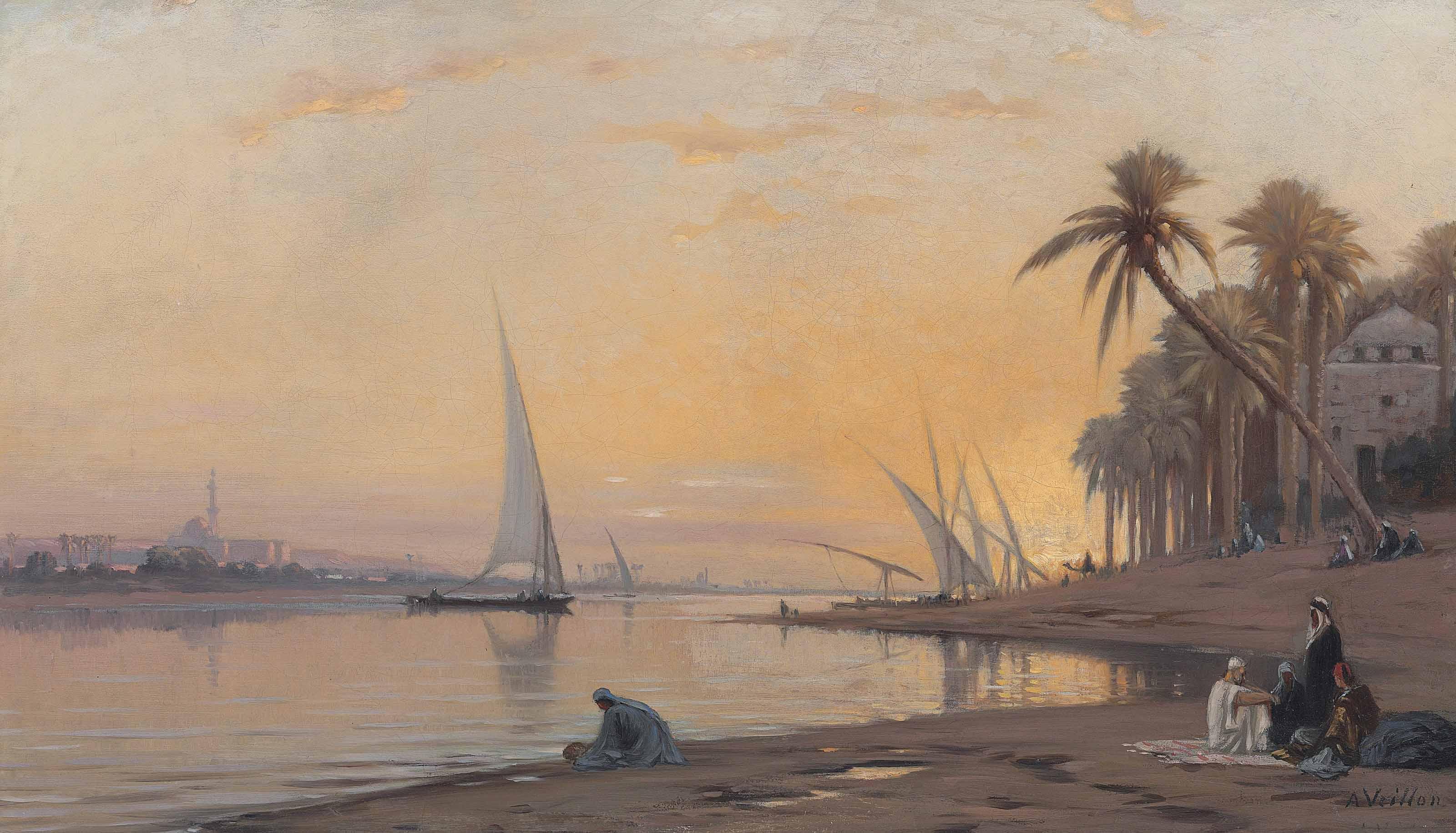 Auguste Louis Veillon - Arabs on banks of the Nile