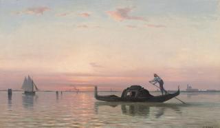 Auguste Louis Veillon - Sunset on the Lagoon