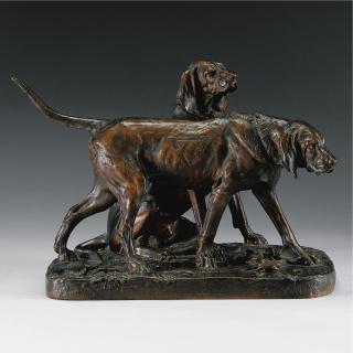 Auguste-Nicholas Cain - French Brillador And Fanfardon - Coupled Hounds