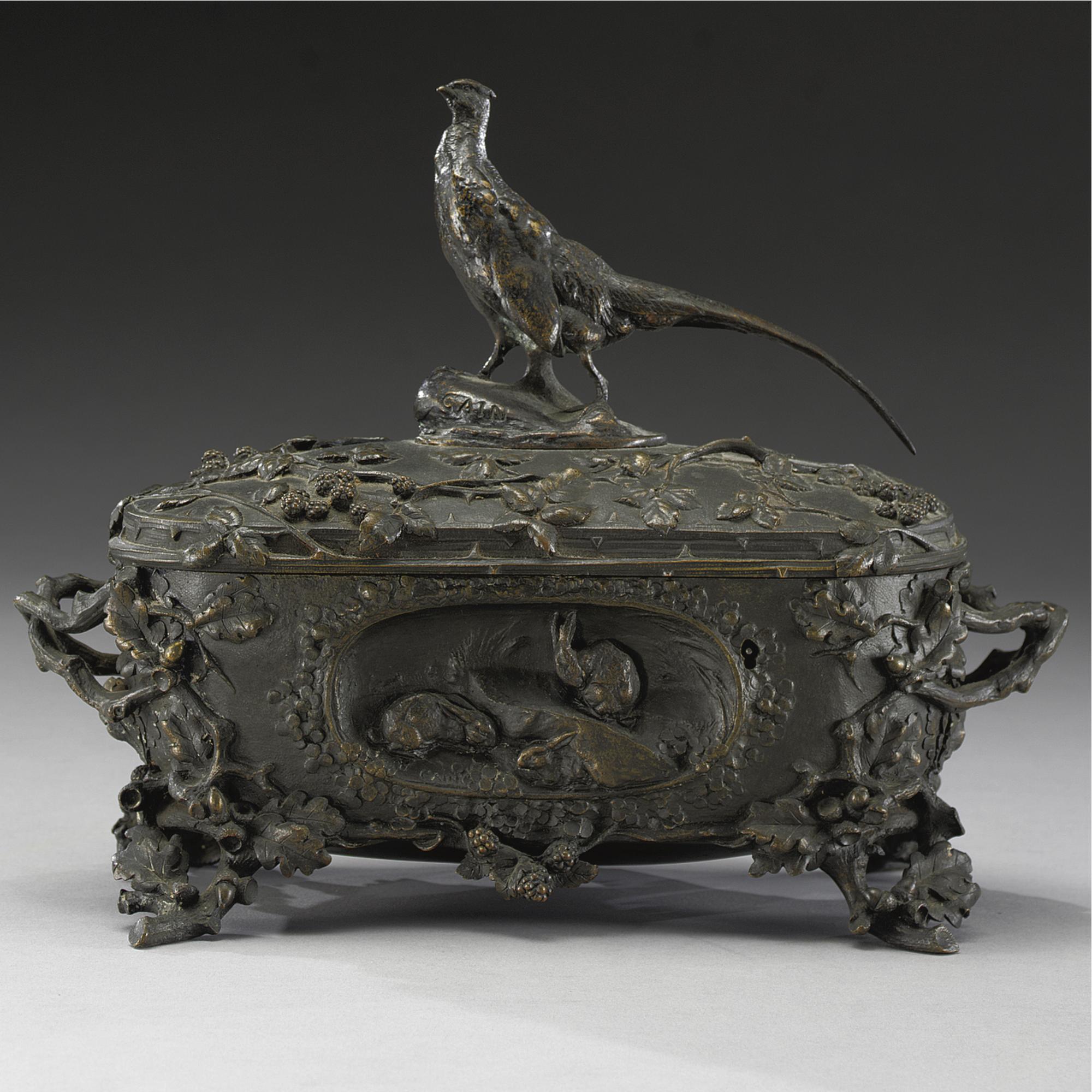 Auguste-Nicholas Cain - French Coffret Aux Murons (A Casket With Blackberries)