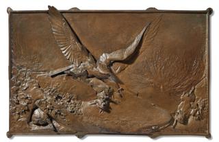 Auguste Nicolas Cain - Falcon Chasing Rabbits