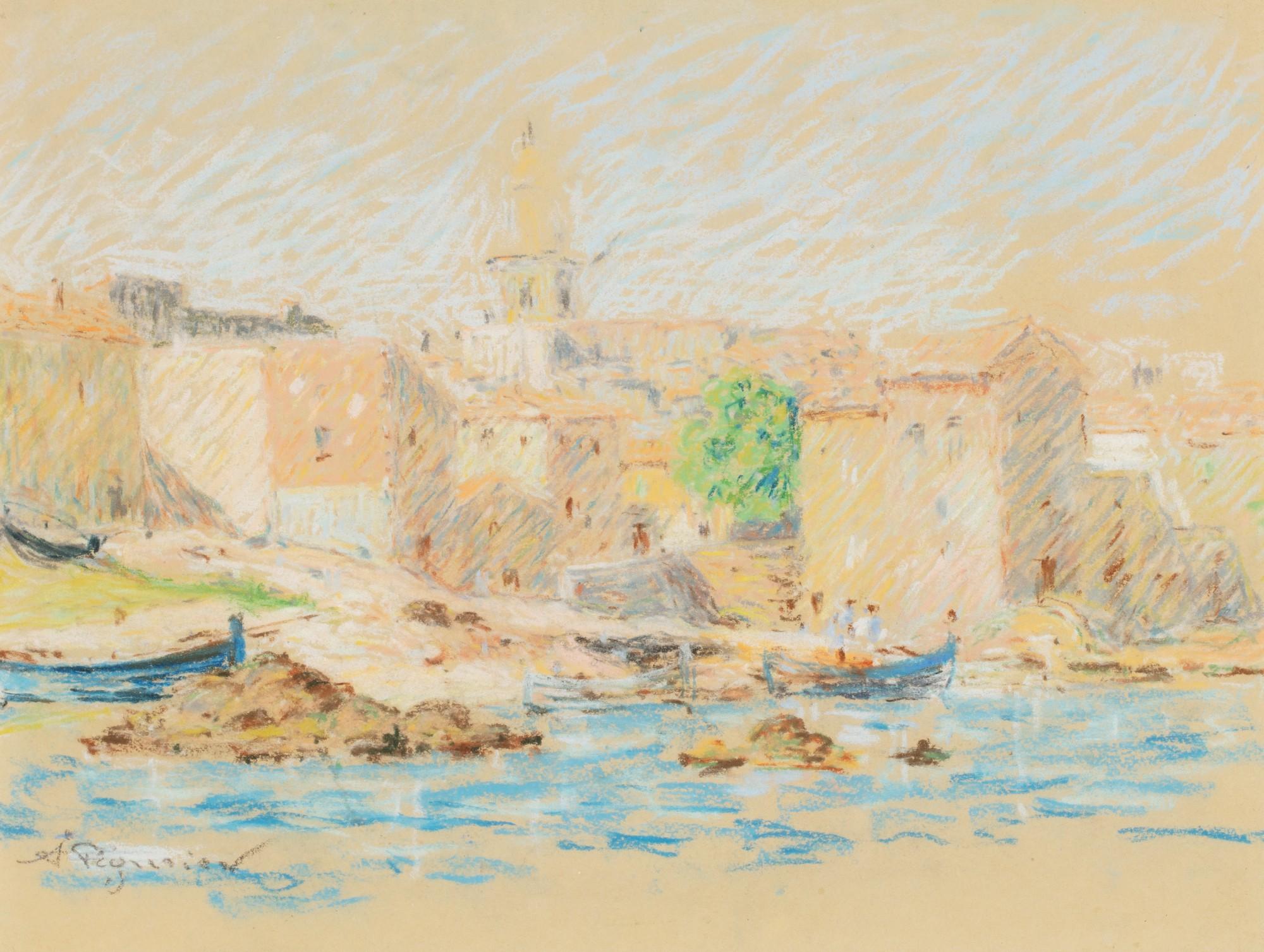 Auguste Pégurier - Auguste Pégurier | Three Views Of Saint-Tropez: (I) La Ponche  (Ii) Port Et Voiliers  (Iii) Laurier Rose