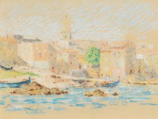 Auguste Pégurier - Auguste Pégurier | Three Views Of Saint-Tropez: (I) La Ponche  (Ii) Port Et Voiliers  (Iii) Laurier Rose