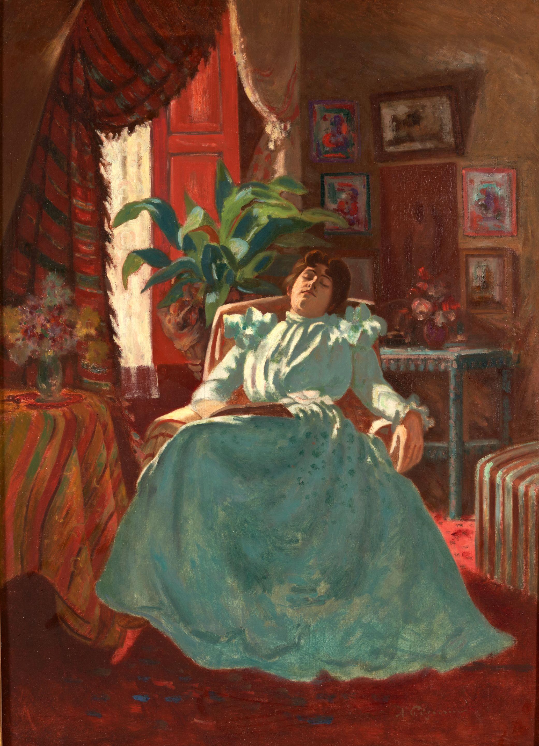 Auguste Pegurier - Femme Endormie au Salon