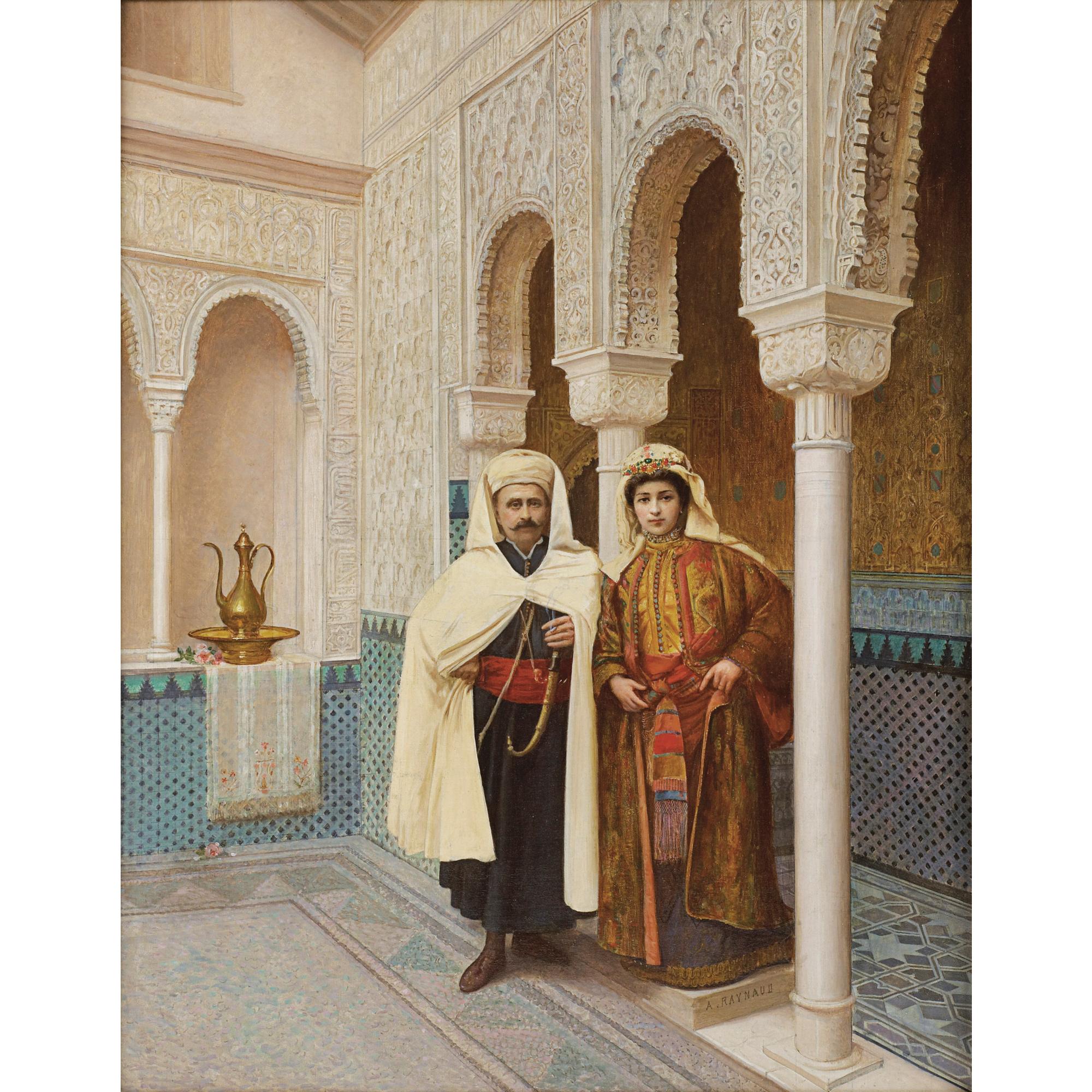 Auguste Raynaud - Couple D\'Orientauxauguste Raynaud ; Oriental Couple ; Signed Lower Right ; Oil On Canvas