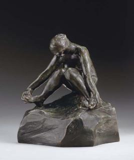 Auguste Rodin - Baigneuse assise se tenant les pieds, étude avec tête, petit modèle
