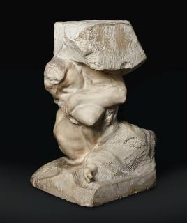 Auguste Rodin - Cariatide Tombée Portant Sa Pierre, Agrandissement D\'Un Tiers