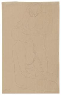 Auguste Rodin - Deux femmes nues; L\'une assise et l\'autre debout contre elle