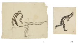 Auguste Rodin - (i) Coureur courbé vers la droite, un pied en l\'air et les bras joints au-dessus de la tête - Étude de patineur sur glace?