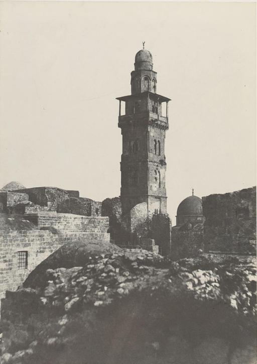 Auguste Salzmann - Jerusalem, Enceinte Du Temple, Angle Nord-Ouest Et Minaret Eleve En L\'An 697 De L\'Hegire, 1854