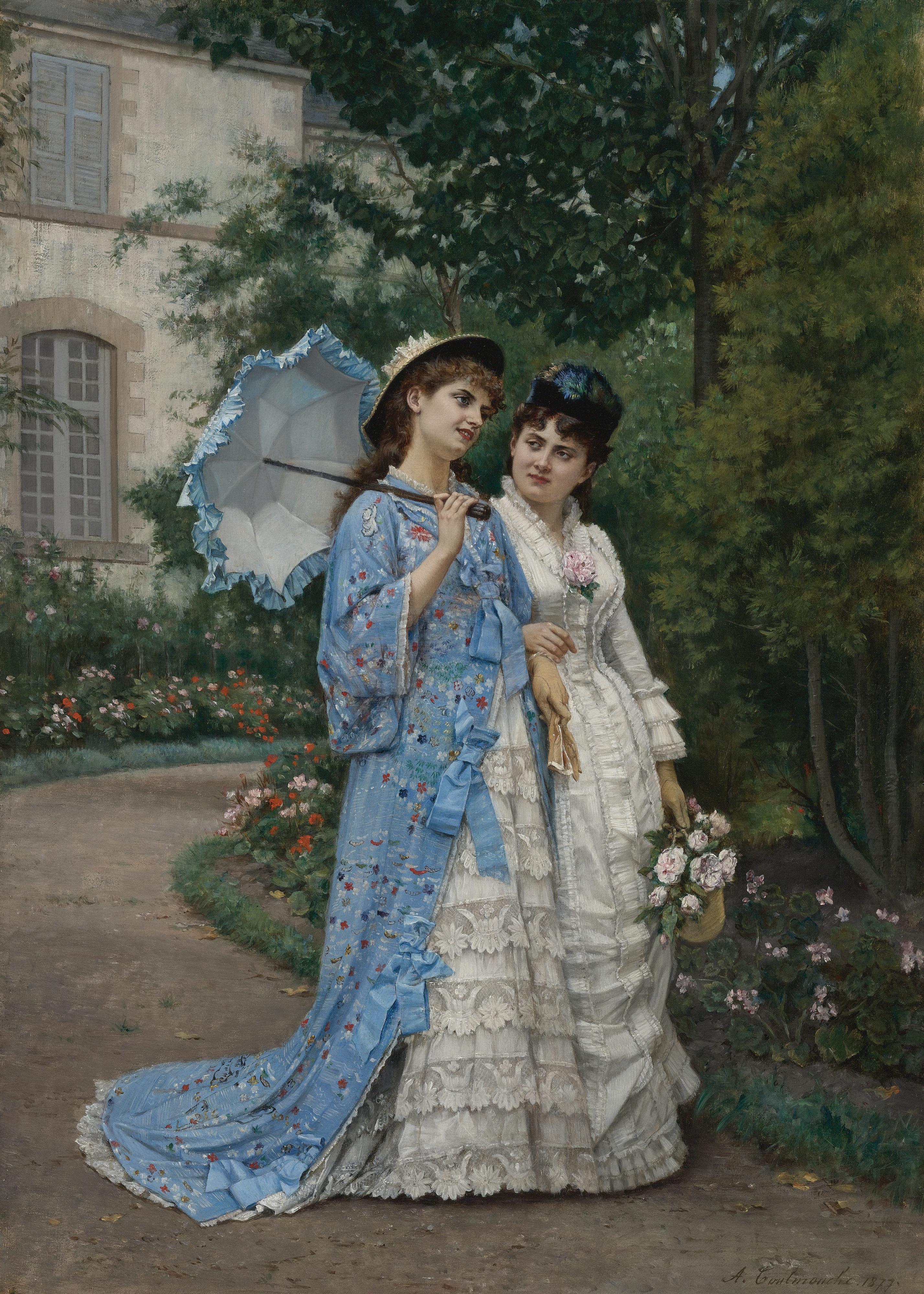 Auguste Toulmouche - French a Garden Stroll
