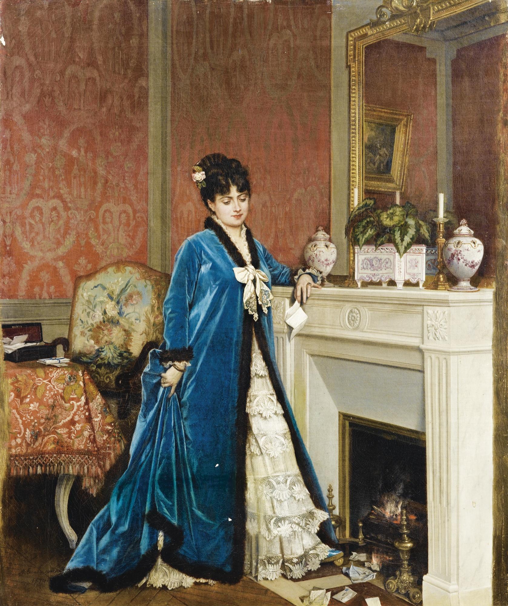 Auguste Toulmouche - La Lettreauguste Toulmouche ; The Letter ; Signed And Dated 1874 Lower Left ; Oil On Canvas ; Unframed