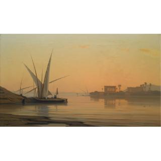 Auguste Veillon - French Dhows On The Nile, Philae