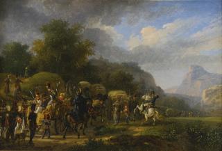 Auguste-Xavier Leprince - A Military Convoy In A Mountainous Landscape