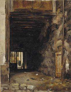 Auguste-Xavier Leprince - L  ’entré  e d  ’  une cour